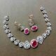 Handmade Brass Metal Jewellery Pink Teardrop Necklace Set